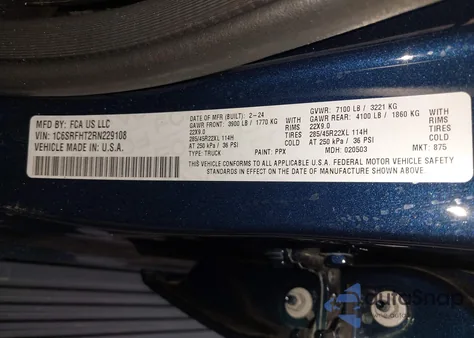 2024 Ram 1500 Limited 4X4 5'7 Box из США, поврежденный, VIN 1C6SRFHT2RN229108